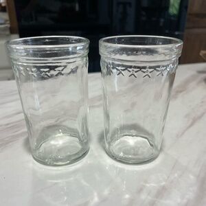 VINTAGE SET OF 2 RAISED STAR RIM JUICE GLASSES